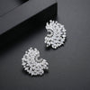 Asymmetrical Leaf Earrings With Transparent Zircon Accents Exaggerated Statement Jewelry In Copper