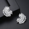 Asymmetrical Leaf Earrings With Transparent Zircon Accents Exaggerated Statement Jewelry In Copper