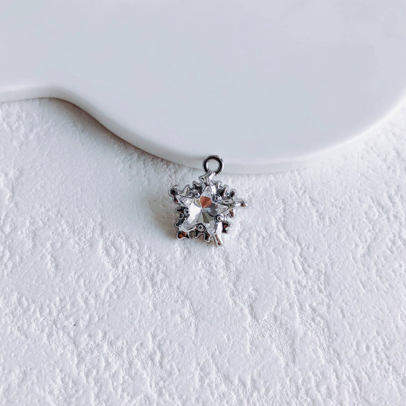 Asymmetrical Metal Style Square Button Alloy Brooch Necklace With Diamond Flower Electroplating