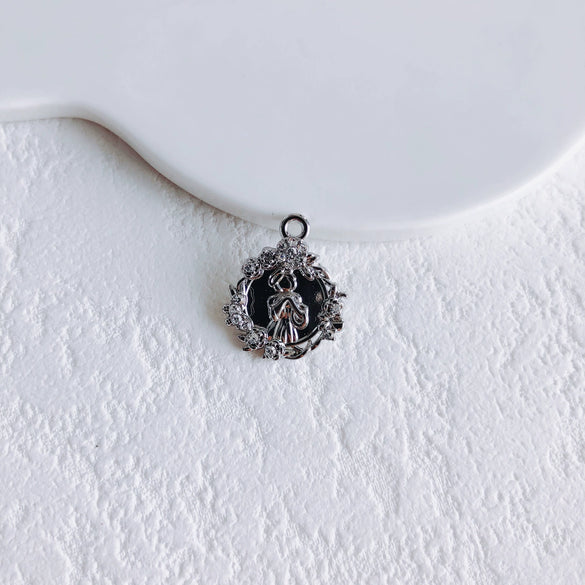 Asymmetrical Metal Style Square Button Alloy Brooch Necklace With Diamond Flower Electroplating