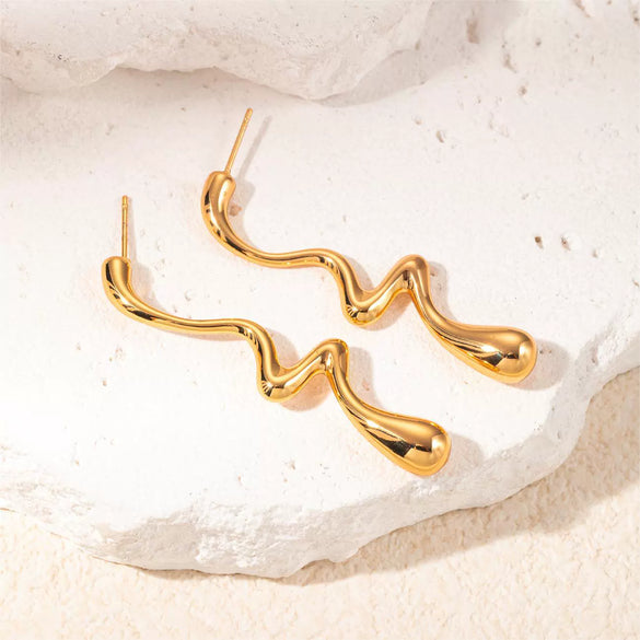 Asymmetrical Shape Titanium Steel Electroplated Women's Earrings
