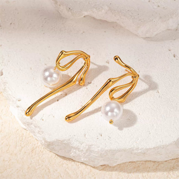 Asymmetrical Shape Titanium Steel Electroplated Women's Earrings
