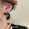 Asymmetrical Square Artificial Crystal Earrings For Women Silver Needle Geometric Electroplated