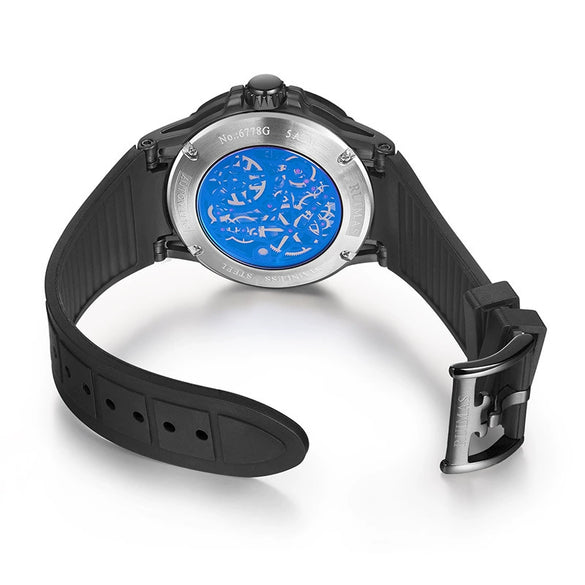 Automatic Mechanical Men's Watch With Silicone Strap Alloy Case Sapphire Crystal Glass Mirror Round Dial