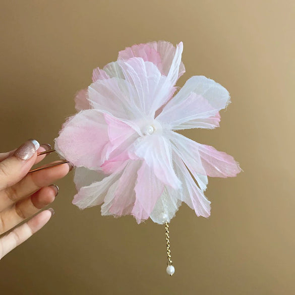 Autumn And Winter Flower Pearl Tassel Hairpin Alloy Electroplated Retro Ancient Style Design All Match Hair Accessories For Women