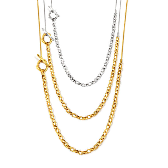 Autumn And Winter Long Color Buckle Woolen Chain Handmade Stainless Steel Fadeless Fashion Jewelry With Geometric Styling And Electroplating