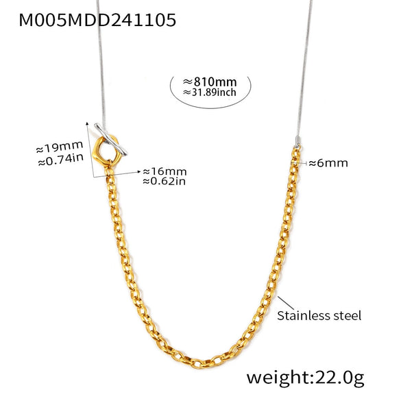 Autumn And Winter Long Color Buckle Woolen Chain Handmade Stainless Steel Fadeless Fashion Jewelry With Geometric Styling And Electroplating