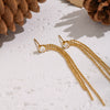 Autumn And Winter New Geometric Tassel Zircon Earrings For Women Stainless Steel Real Gold Plated Old Money Style Jewelry