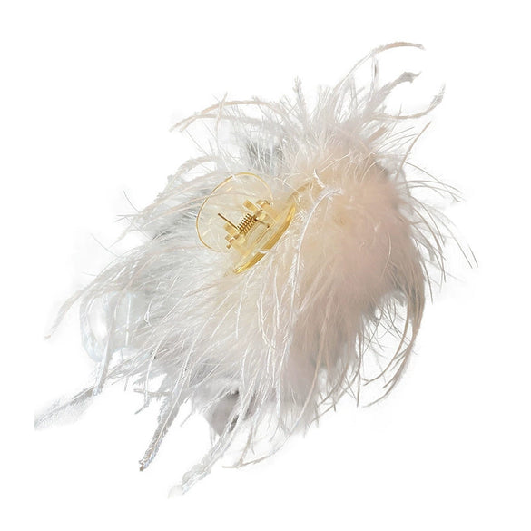 Autumn And Winter Super Fairy Ostrich Feather Hair Clip Handmade Niche Design High Grade Sense Grab Clip For Women