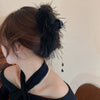 Autumn And Winter Super Fairy Ostrich Feather Hair Clip Handmade Niche Design High Grade Sense Grab Clip For Women