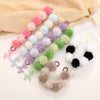 Autumn And Winter Sweet Plush Ball Beaded Hand Chain Bag Key Chain Pendant Mobile Phone Lanyard For Women Half Handmade