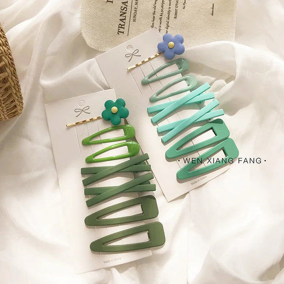 Avocado Green Hairpin Headdress Mori Fairy Simple Side Hairpin Internet Celebrity Colorful Hair Clip Flower Hairpin