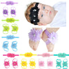 Baby Cloth Lace Pearl Rhinestone Flower Handmade Threepiece Set With Headband And Foot Band