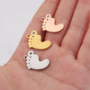 Baby Feet Pendant Stainless Steel Mirror Polished Jewelry Accessories With Rhinestone
