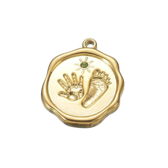 Baby Pendant Necklace Stainless Steel Geometric Palm And Foot Jewelry Accessories With Diamonds Electroplated