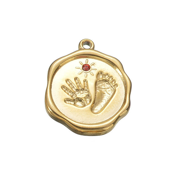 Baby Pendant Necklace Stainless Steel Geometric Palm And Foot Jewelry Accessories With Diamonds Electroplated