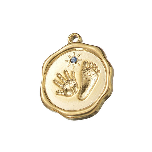 Baby Pendant Necklace Stainless Steel Geometric Palm And Foot Jewelry Accessories With Diamonds Electroplated