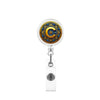 Badge Holder Reel Abs Glue Modern Art 26Letter Printed Easypull Buckle Retractable Rotating
