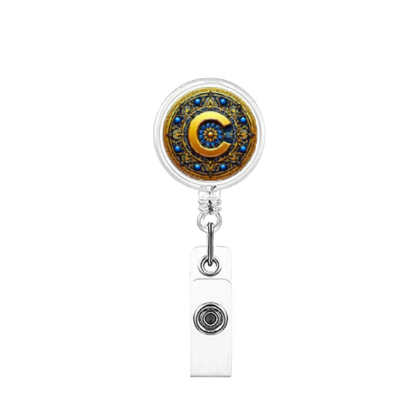 Badge Holder Reel Abs Glue Modern Art 26Letter Printed Easypull Buckle Retractable Rotating