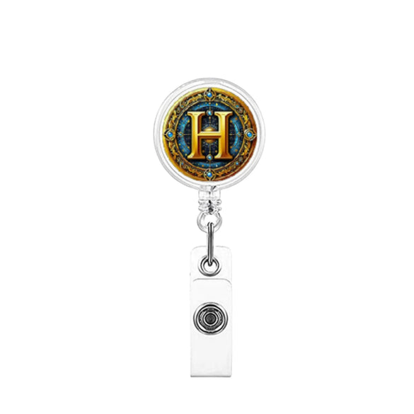 Badge Holder Reel Abs Glue Modern Art 26Letter Printed Easypull Buckle Retractable Rotating