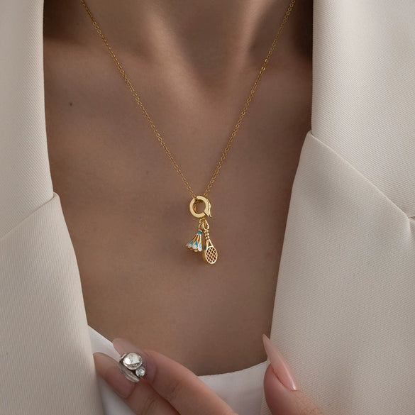 Badminton Clavicle Chain Women's Fashion Light Luxury Titanium Steel And Copper Heart Shape Electroplating Design