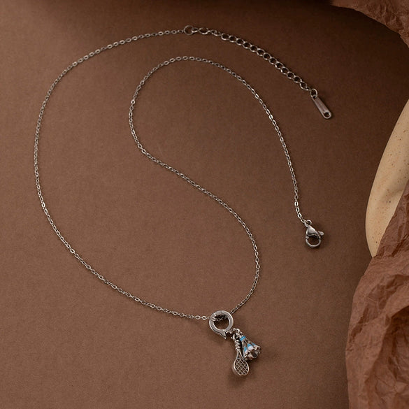 Badminton Clavicle Chain Women's Fashion Light Luxury Titanium Steel And Copper Heart Shape Electroplating Design