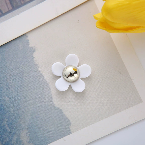 Bag And Mobile Phone Case Accessories Fivepetal Flower Small Daisy Resin Acrylic Plastic Electroplated Stickers