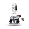 Bag Charm Beads Perfume Lipstick High Heels Shape White Copper Silver Plated Dripping Oil Original Design