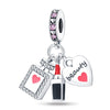 Bag Charm Beads Perfume Lipstick High Heels Shape White Copper Silver Plated Dripping Oil Original Design