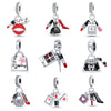 Bag Charm Beads Perfume Lipstick High Heels Shape White Copper Silver Plated Dripping Oil Original Design