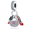 Bag Charm Beads Perfume Lipstick High Heels Shape White Copper Silver Plated Dripping Oil Original Design