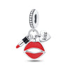 Bag Charm Beads Perfume Lipstick High Heels Shape White Copper Silver Plated Dripping Oil Original Design