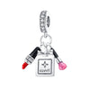 Bag Charm Beads Perfume Lipstick High Heels Shape White Copper Silver Plated Dripping Oil Original Design