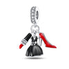 Bag Charm Beads Perfume Lipstick High Heels Shape White Copper Silver Plated Dripping Oil Original Design