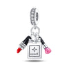 Bag Charm Beads Perfume Lipstick High Heels Shape White Copper Silver Plated Dripping Oil Original Design