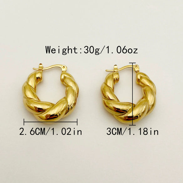 Bag Earrings Solid Horn Stainless Steel Geometric Gold Plated Electroplated