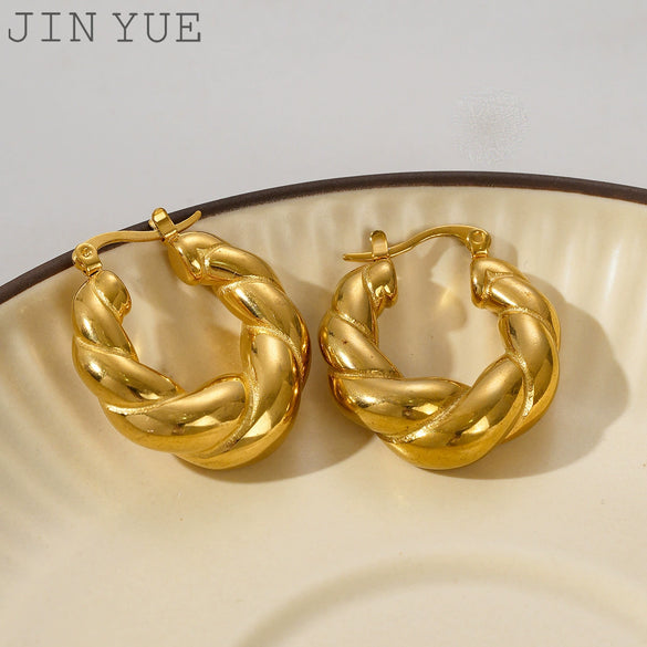Bag Earrings Solid Horn Stainless Steel Geometric Gold Plated Electroplated