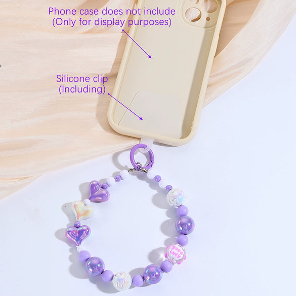 Bag Hanging Ornaments Plastic Resin Beaded Mixed Mobile Phone Chain With Love Water Drops Bell Pattern And Electroplating Treatment