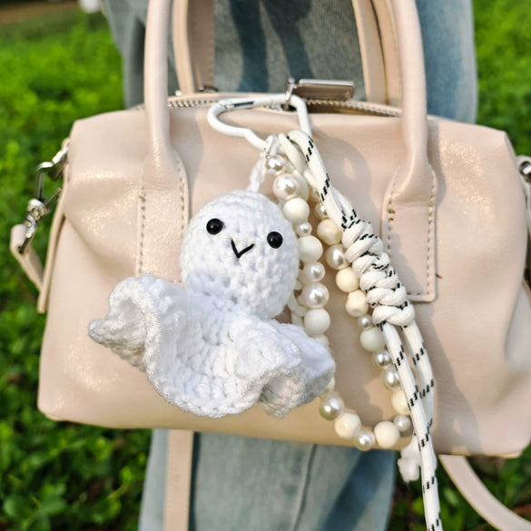 Bag Hanging Pendant Key Ring Handcrocheted Acrylic Rope Knitting Titanium Steel Sunny Doll Style