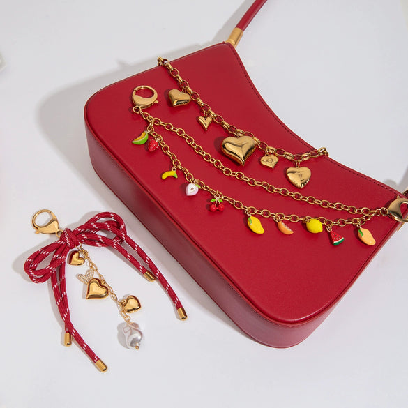 Bag Pendant Stainless Steel Pearl Bow Love Fruit Minimalist Jewelry With Electroplating