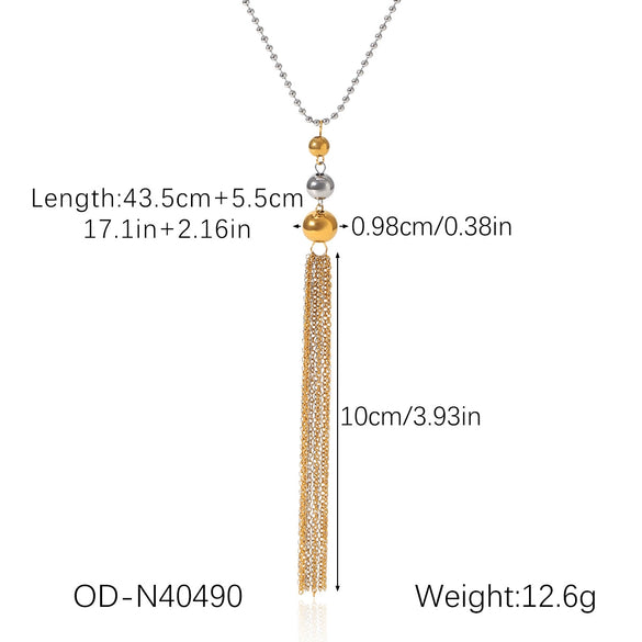 Ball Bead Chain Jewelry Set With Spherical Pendant And Tassel Titanium Steel Stainless Steel Geometric Pattern Pvd Vacuum Plating Women's