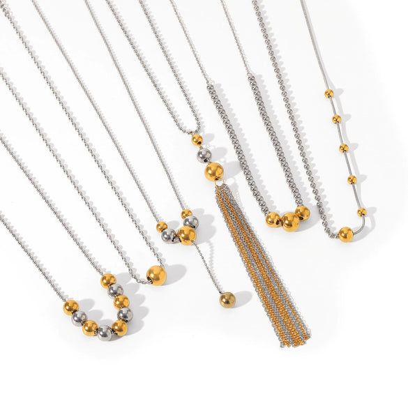 Ball Bead Chain Jewelry Set With Spherical Pendant And Tassel Titanium Steel Stainless Steel Geometric Pattern Pvd Vacuum Plating Women's