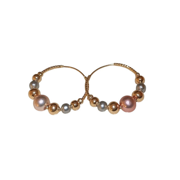 Ball Contrast Color Imitation Pearl Twist Geometric Pattern Electroplated Feminine Earrings