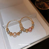 Ball Contrast Color Imitation Pearl Twist Geometric Pattern Electroplated Feminine Earrings
