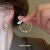 Ball Contrast Color Imitation Pearl Twist Geometric Pattern Electroplated Feminine Earrings
