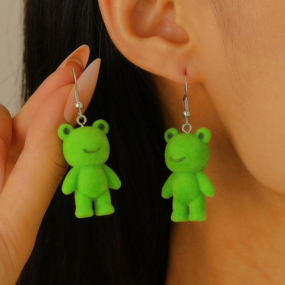Ballet Dancing Cat Wood Earrings For Women 14K Gold Ear Needle Engraved Animal Zodiac Jewelry