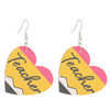 Ballet Dancing Cat Wood Earrings For Women 14K Gold Ear Needle Engraved Animal Zodiac Jewelry