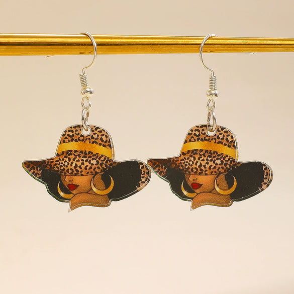 Ballet Dancing Cat Wood Earrings For Women 14K Gold Ear Needle Engraved Animal Zodiac Jewelry