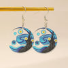 Ballet Dancing Cat Wood Earrings For Women 14K Gold Ear Needle Engraved Animal Zodiac Jewelry