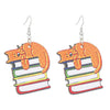 Ballet Dancing Cat Wood Earrings For Women 14K Gold Ear Needle Engraved Animal Zodiac Jewelry